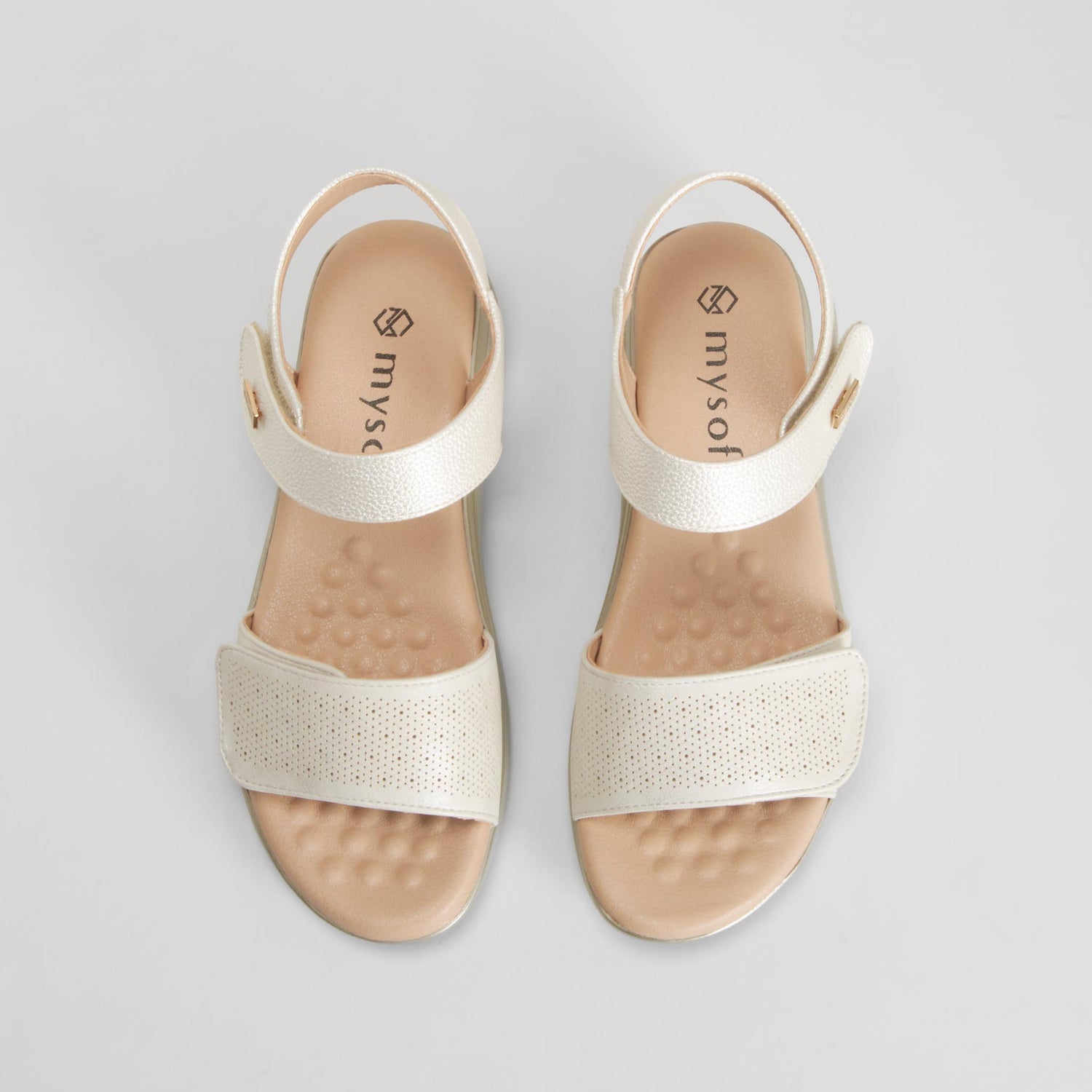 Sandalia velcro plata MYSOFT
