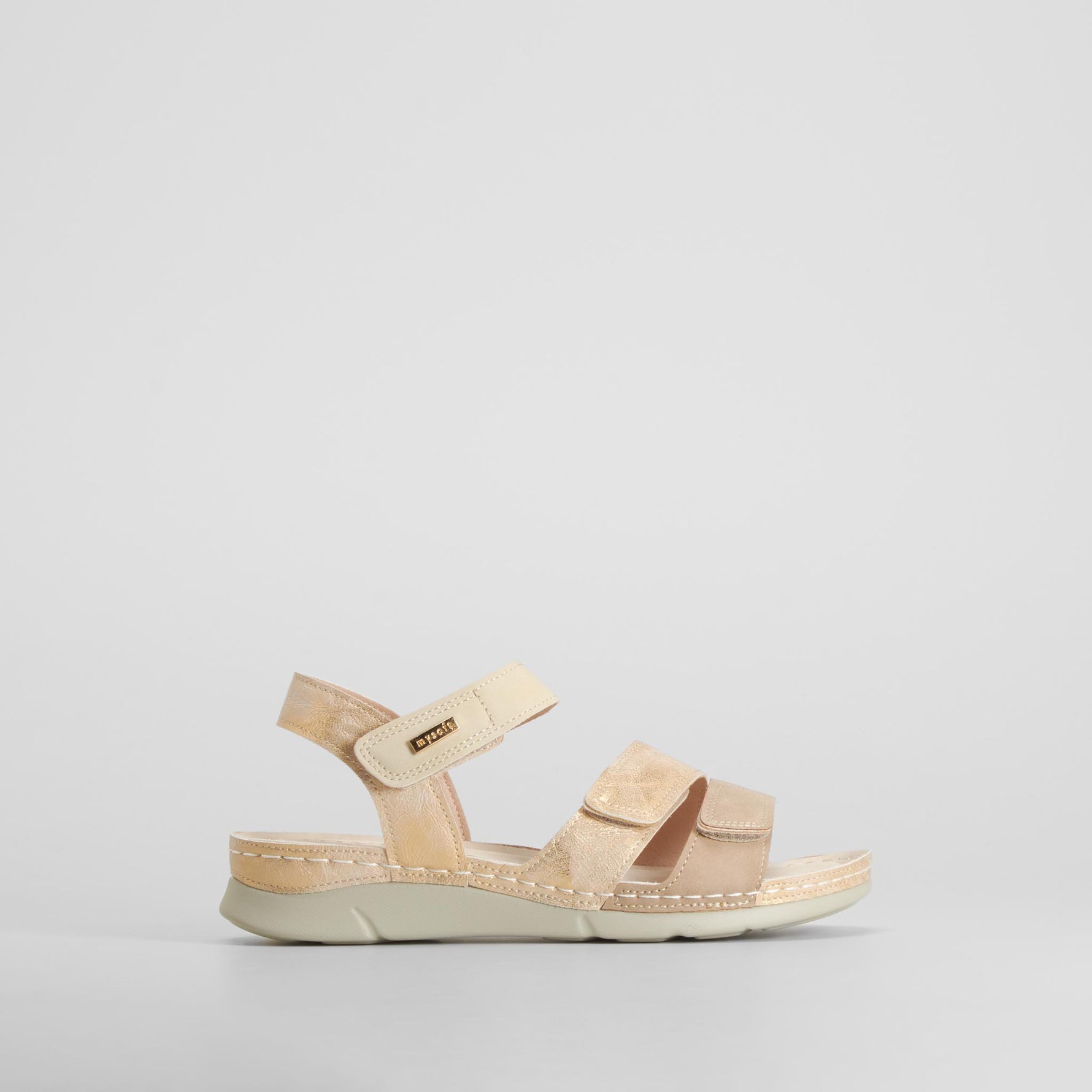 Sandalia tiras velcro plata MYSOFT