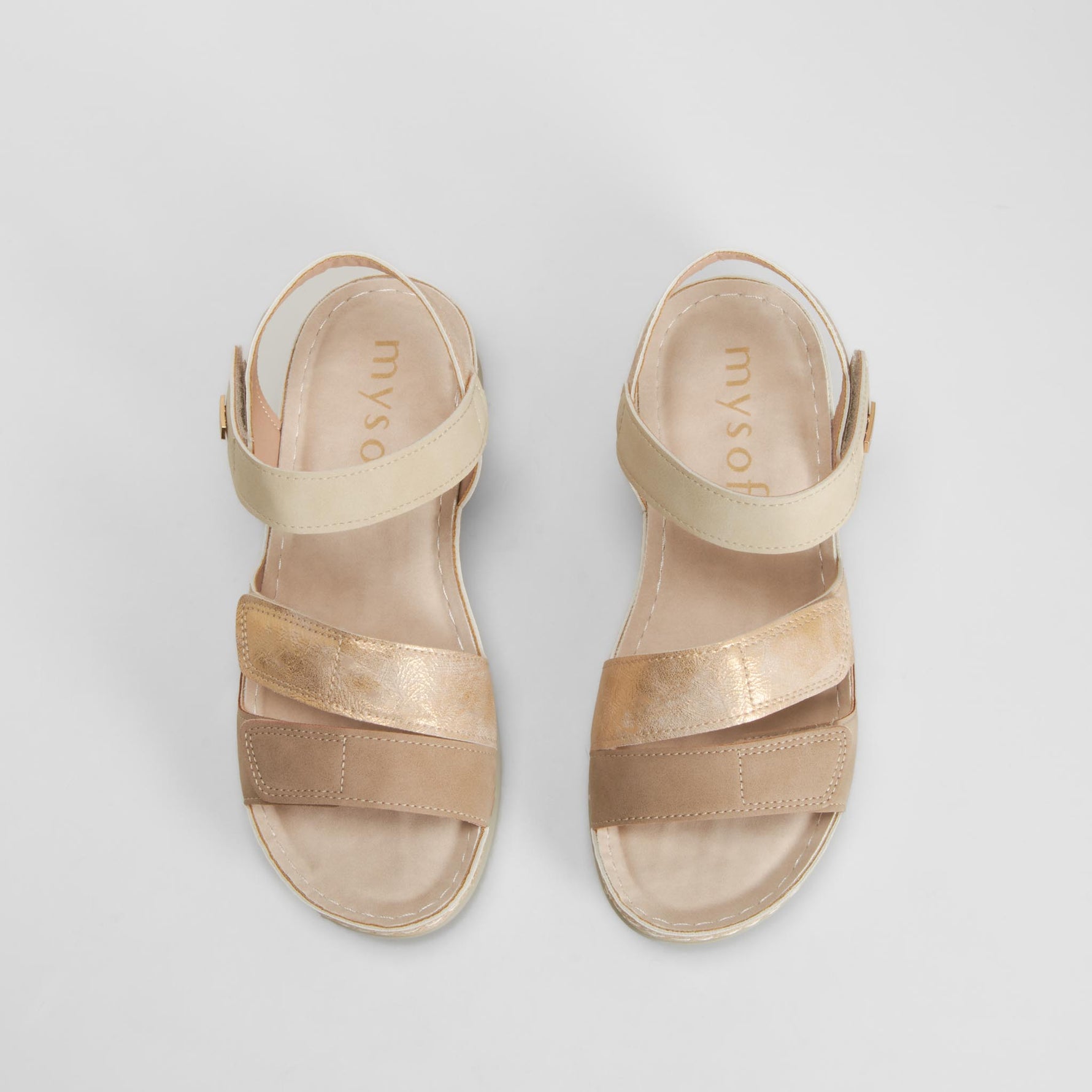Sandalia tiras velcro plata MYSOFT