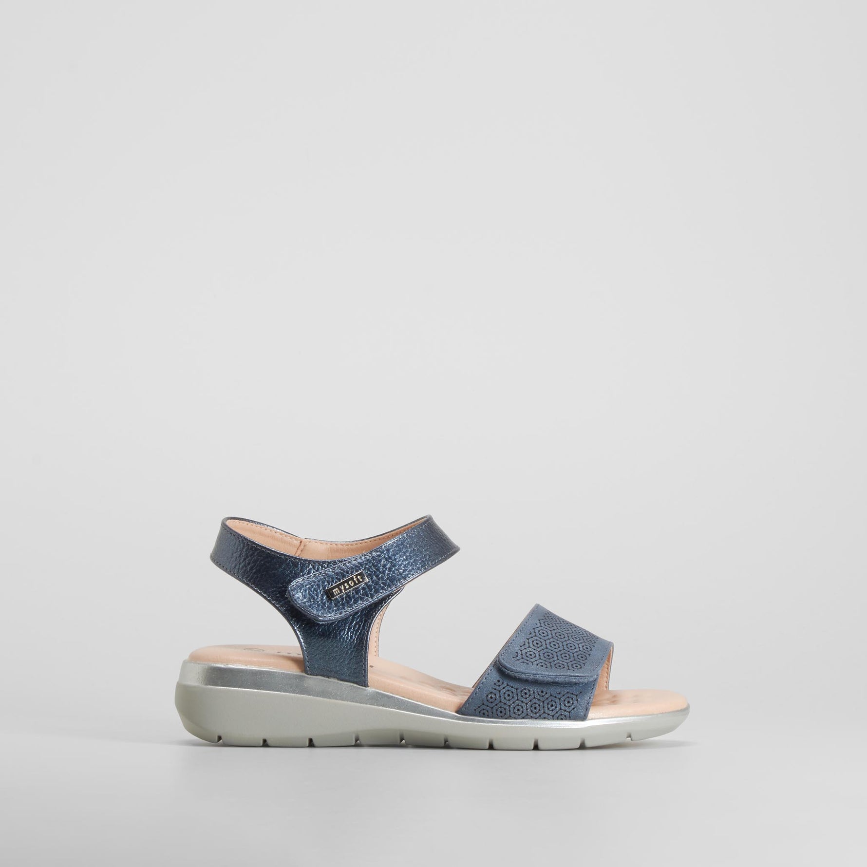 Sandalia dos tiras velcro azul MYSOFT