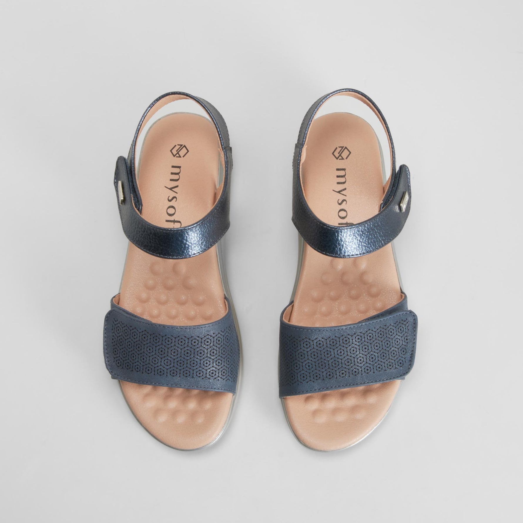 Sandalia dos tiras velcro azul MYSOFT
