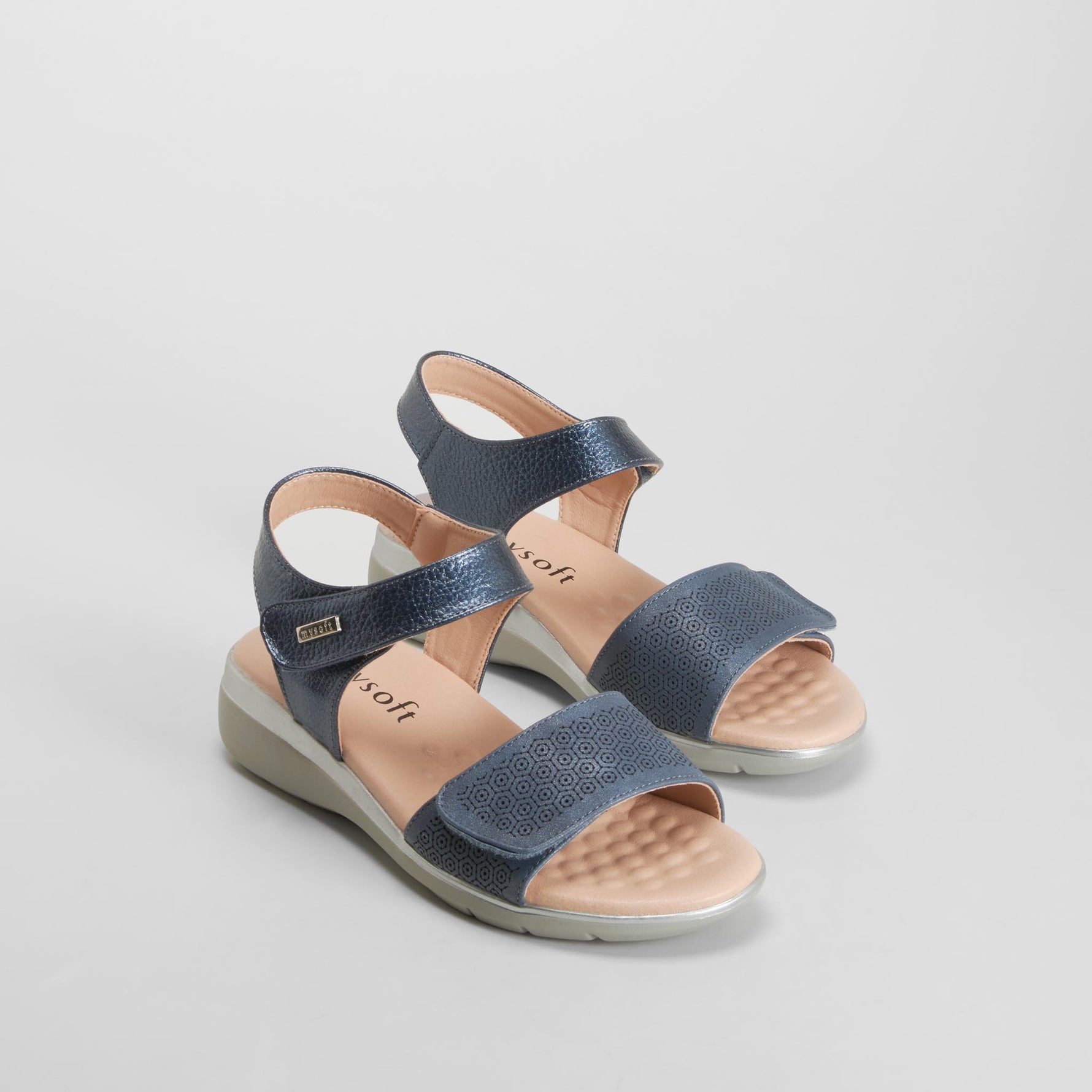 Sandalia dos tiras velcro azul MYSOFT