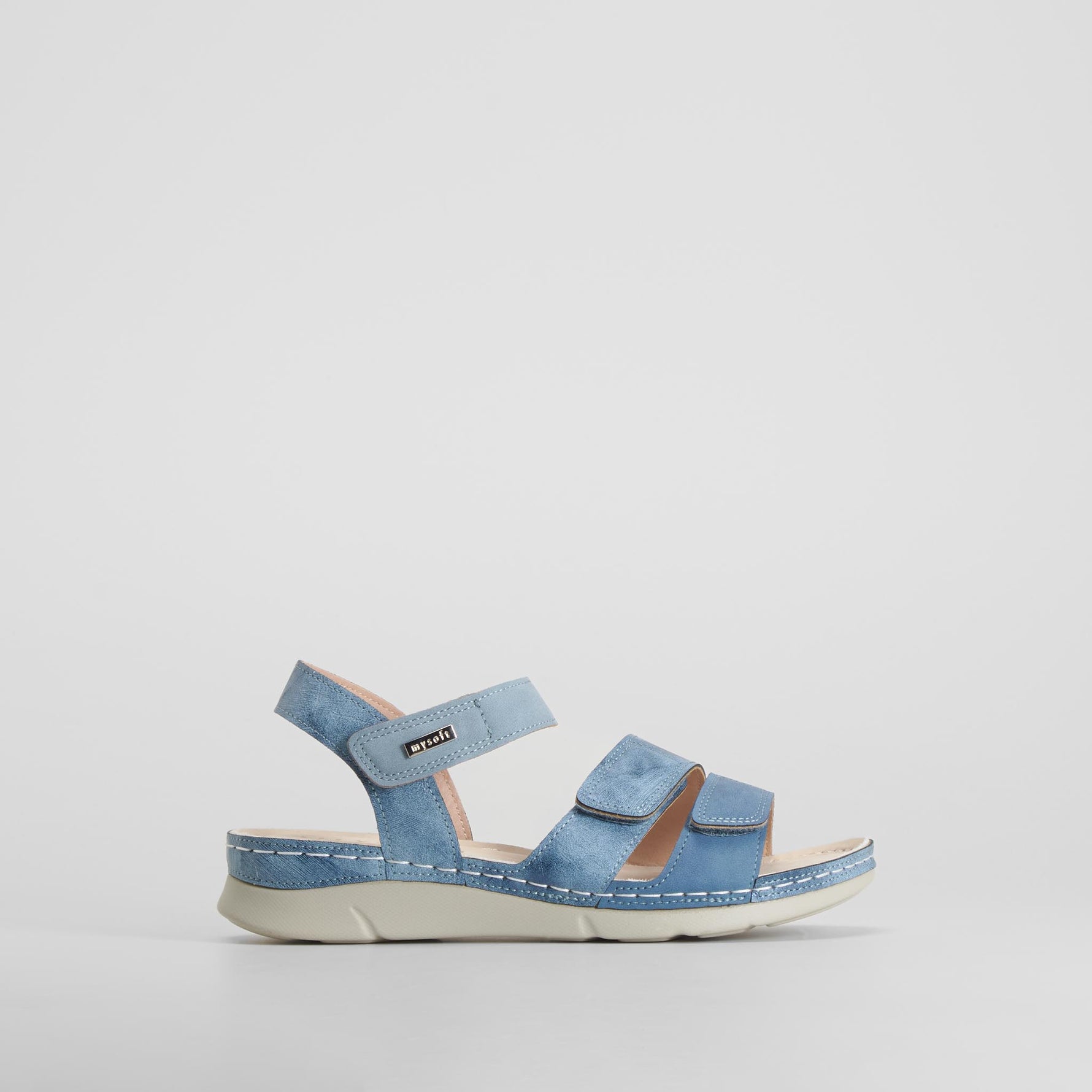 Sandalia tiras velcro azul MYSOFT