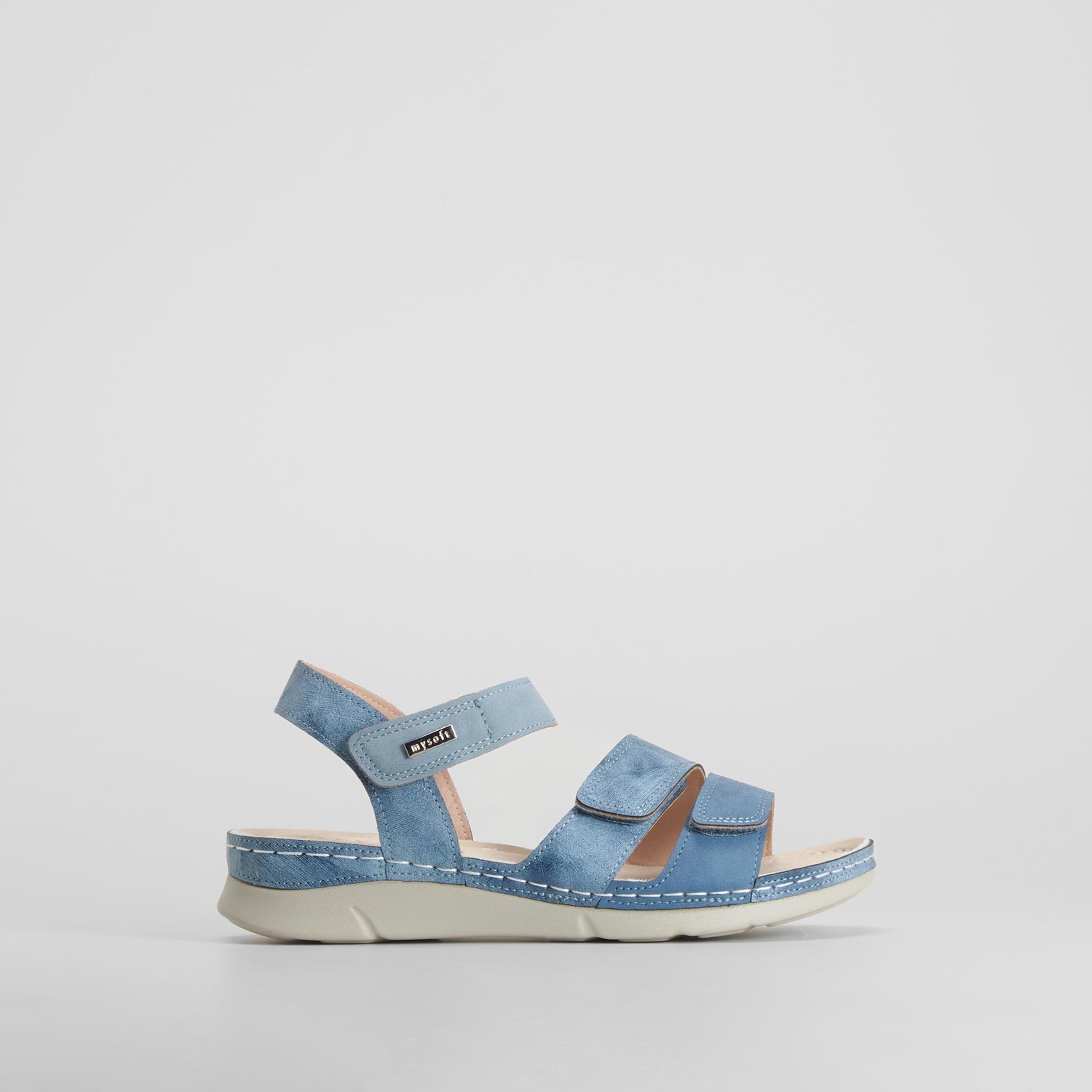 Sandalia tiras velcro azul MYSOFT