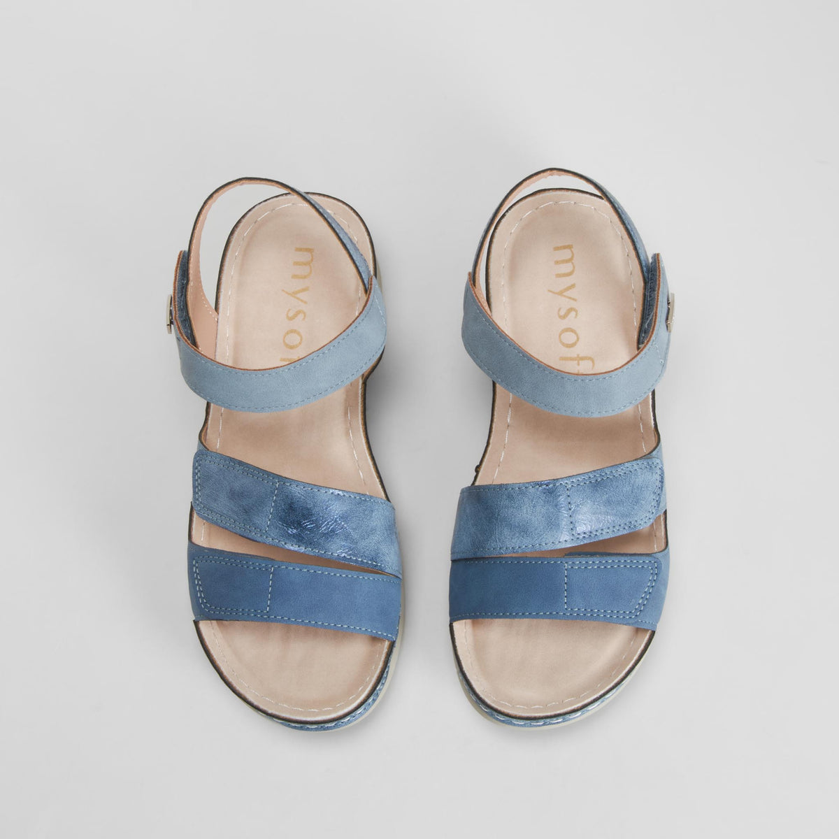 Sandalia tiras velcro azul MYSOFT