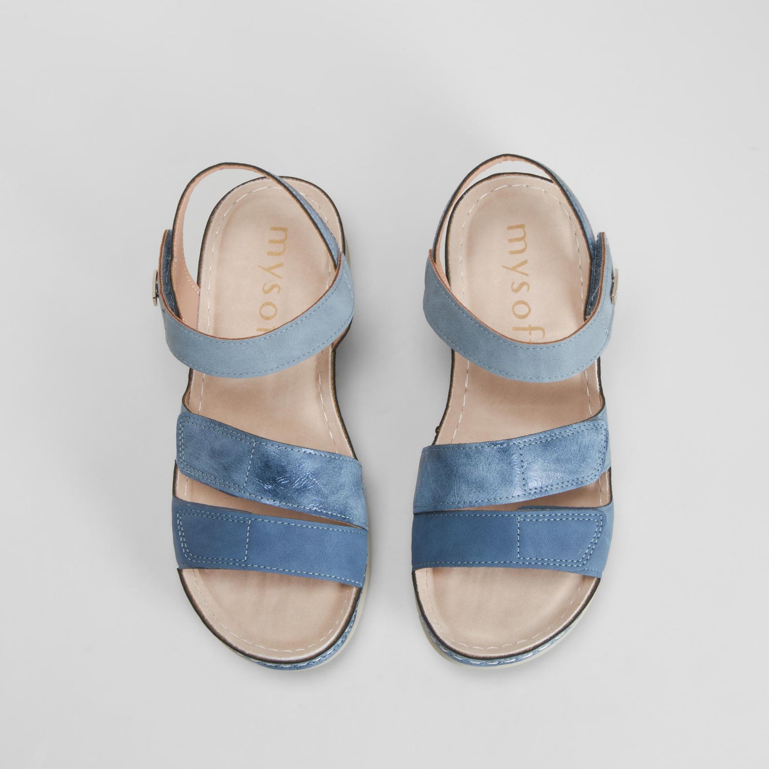Sandalia tiras velcro azul MYSOFT