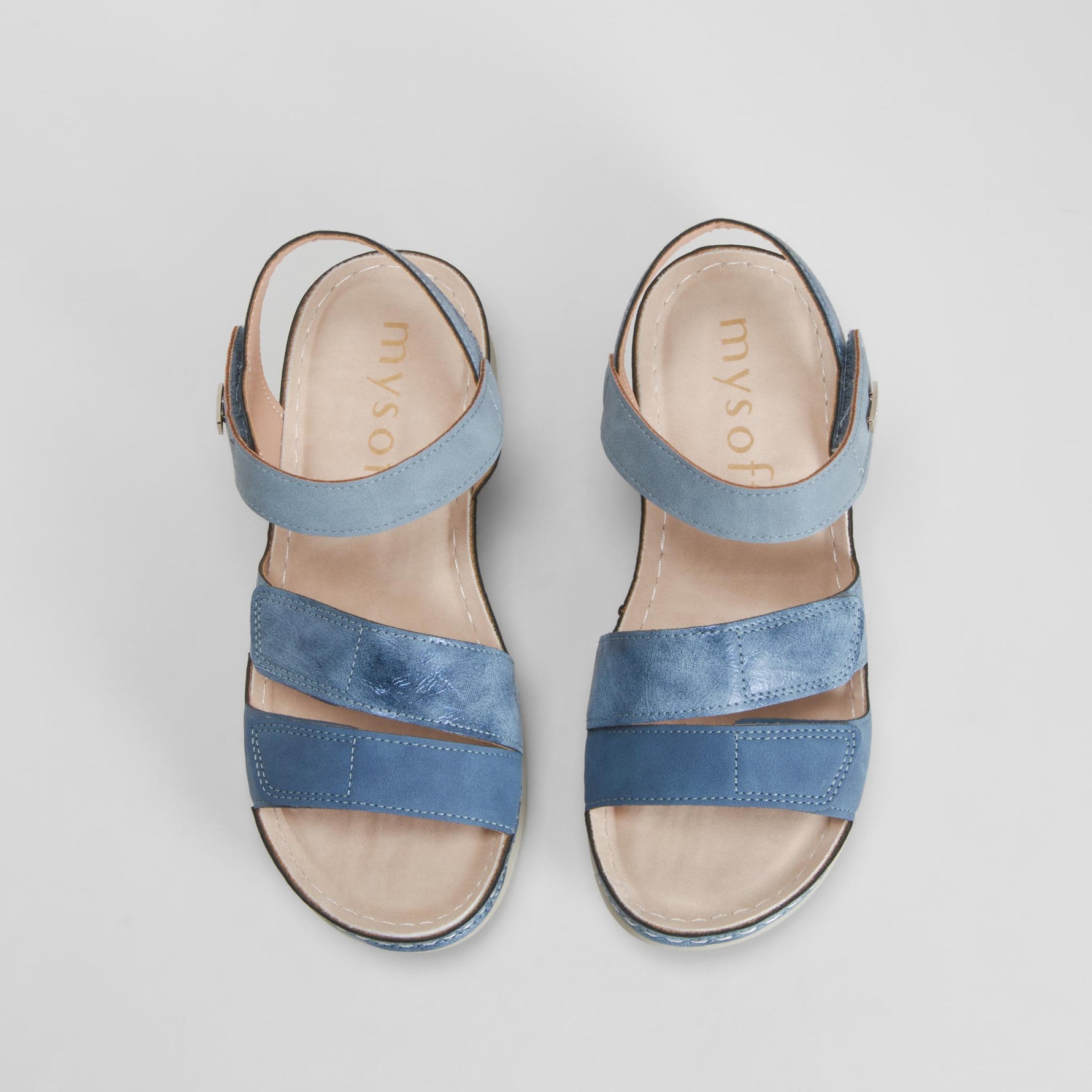 Sandalia tiras velcro azul MYSOFT