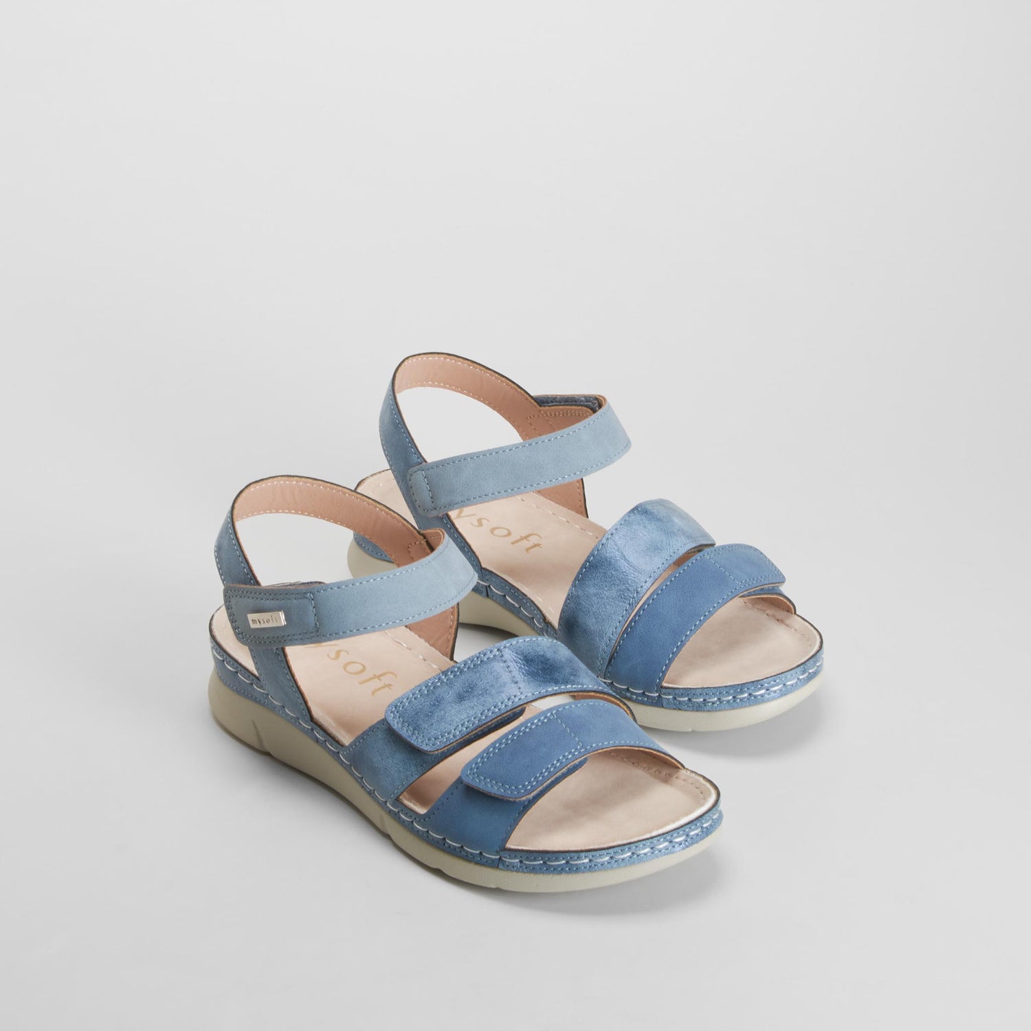 Sandalia tiras velcro azul MYSOFT