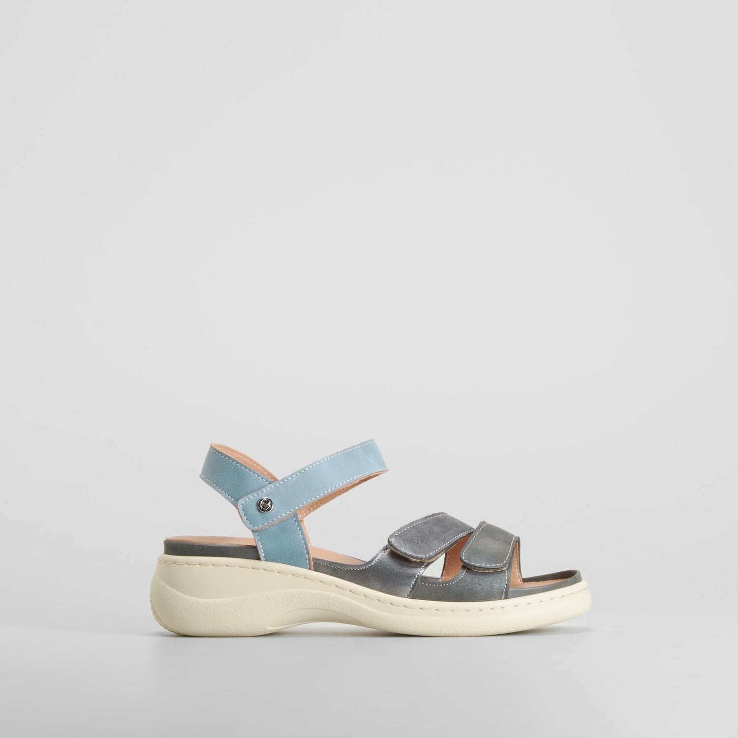 Sandalia cuña tiras azul MYSOFT