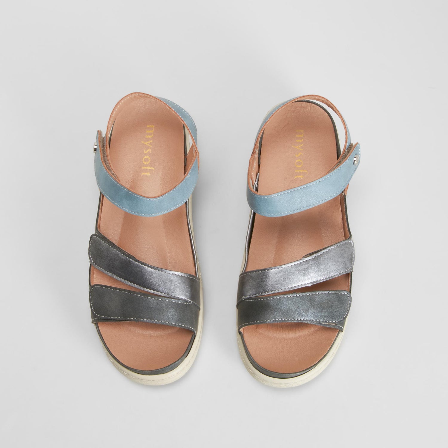 Sandalia cuña tiras azul MYSOFT