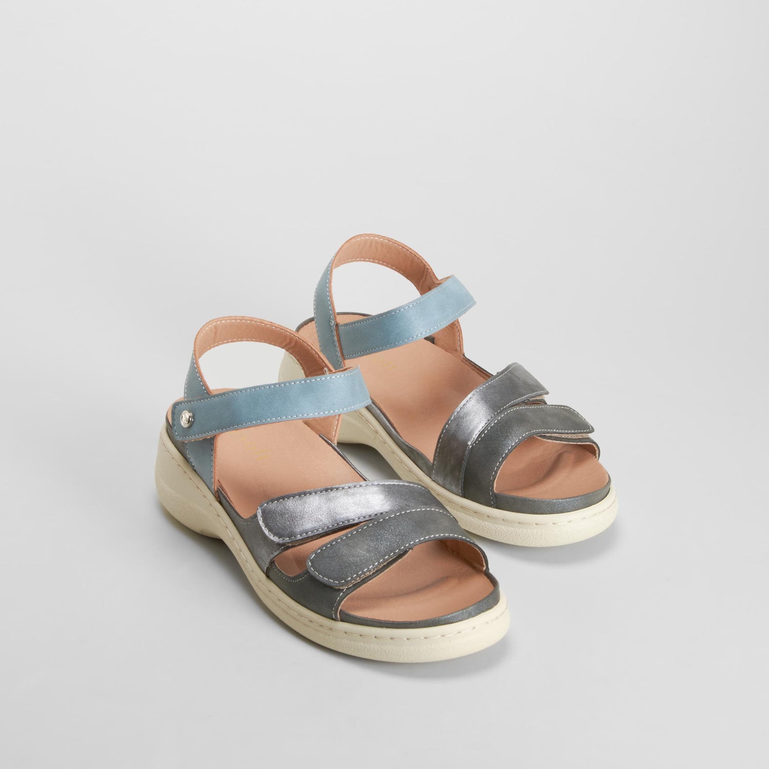 Sandalia cuña tiras azul MYSOFT