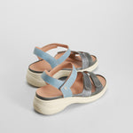 Sandalia cuña tiras azul MYSOFT