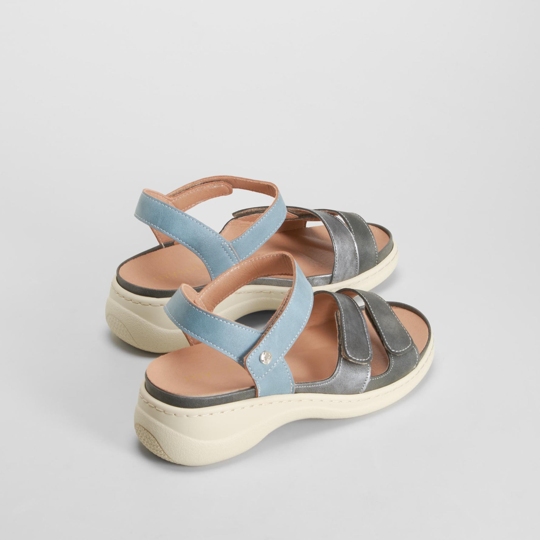 Sandalia cuña tiras azul MYSOFT
