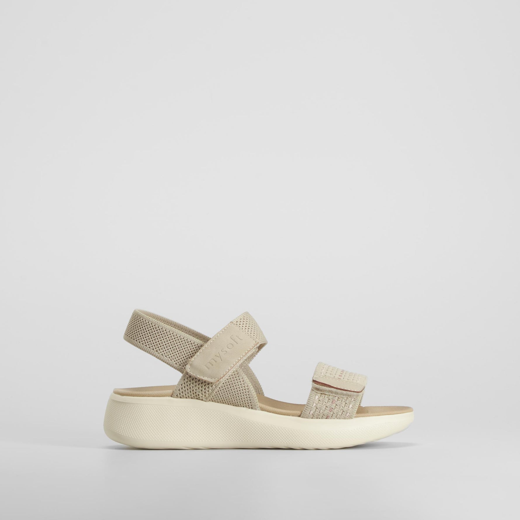 Sandalia cuña velcros beige MYSOFT