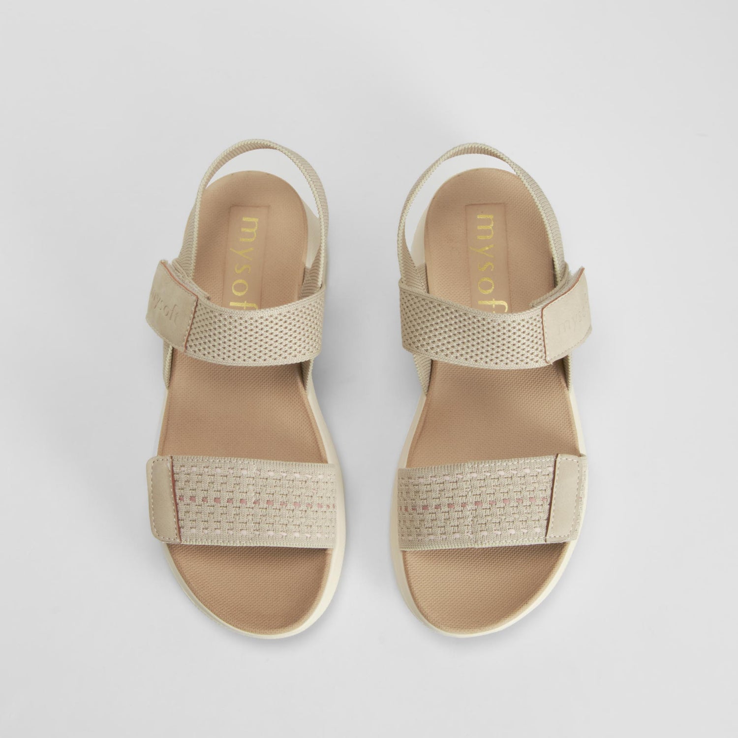 Sandalia cuña velcros beige MYSOFT
