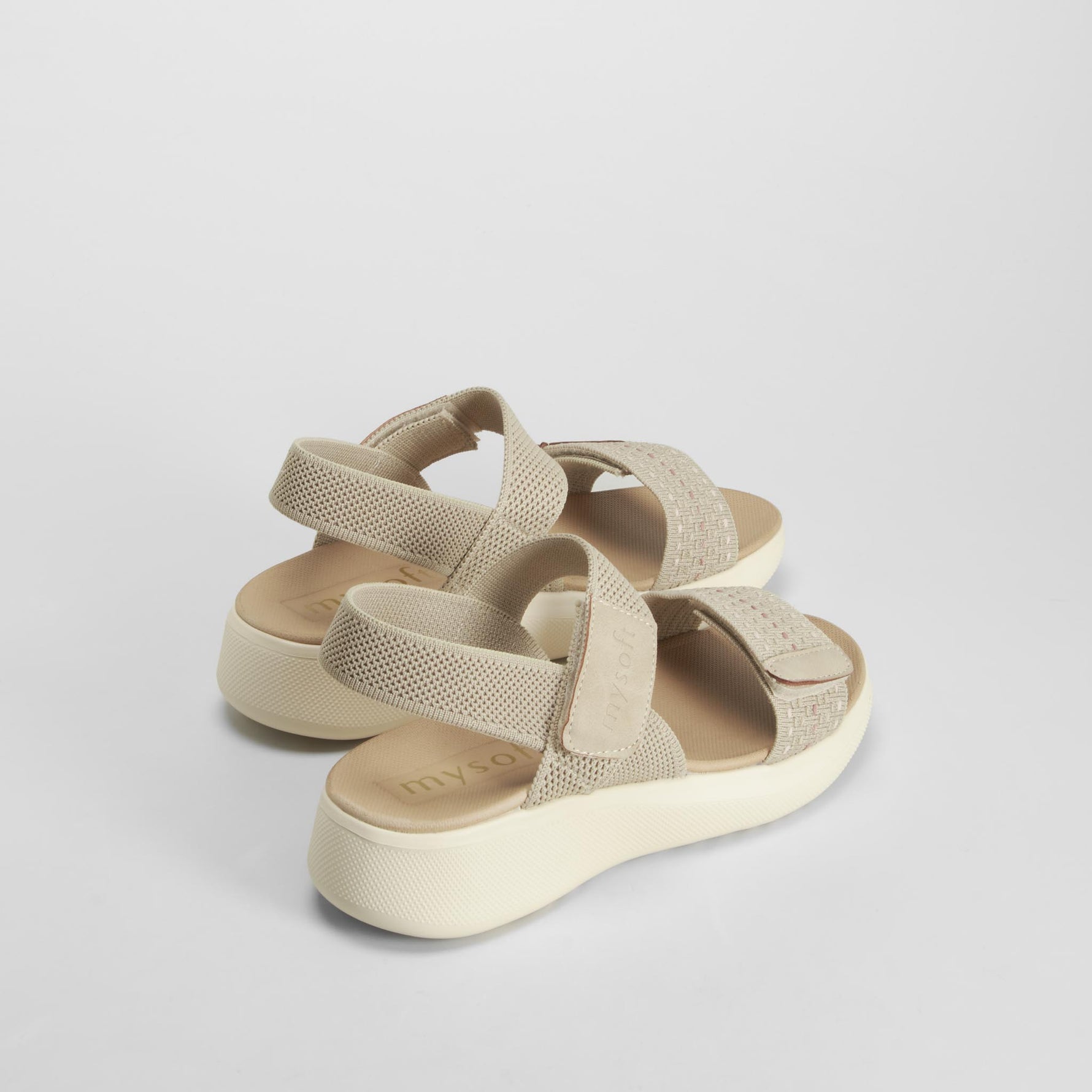 Sandalia cuña velcros beige MYSOFT