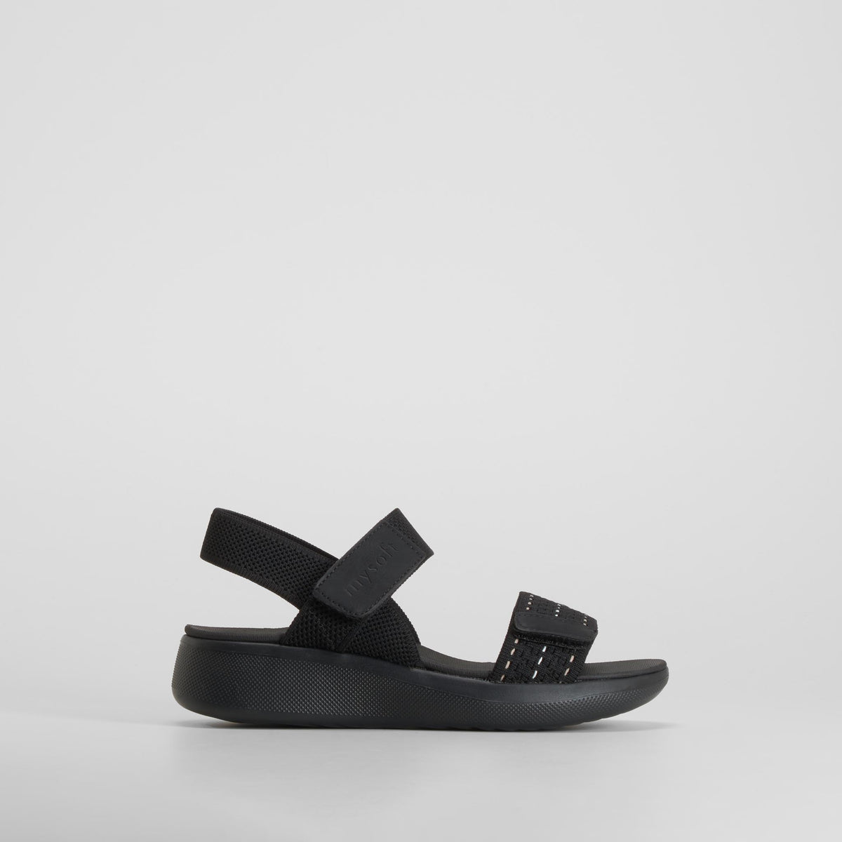 Sandalia cuña velcros negra MYSOFT