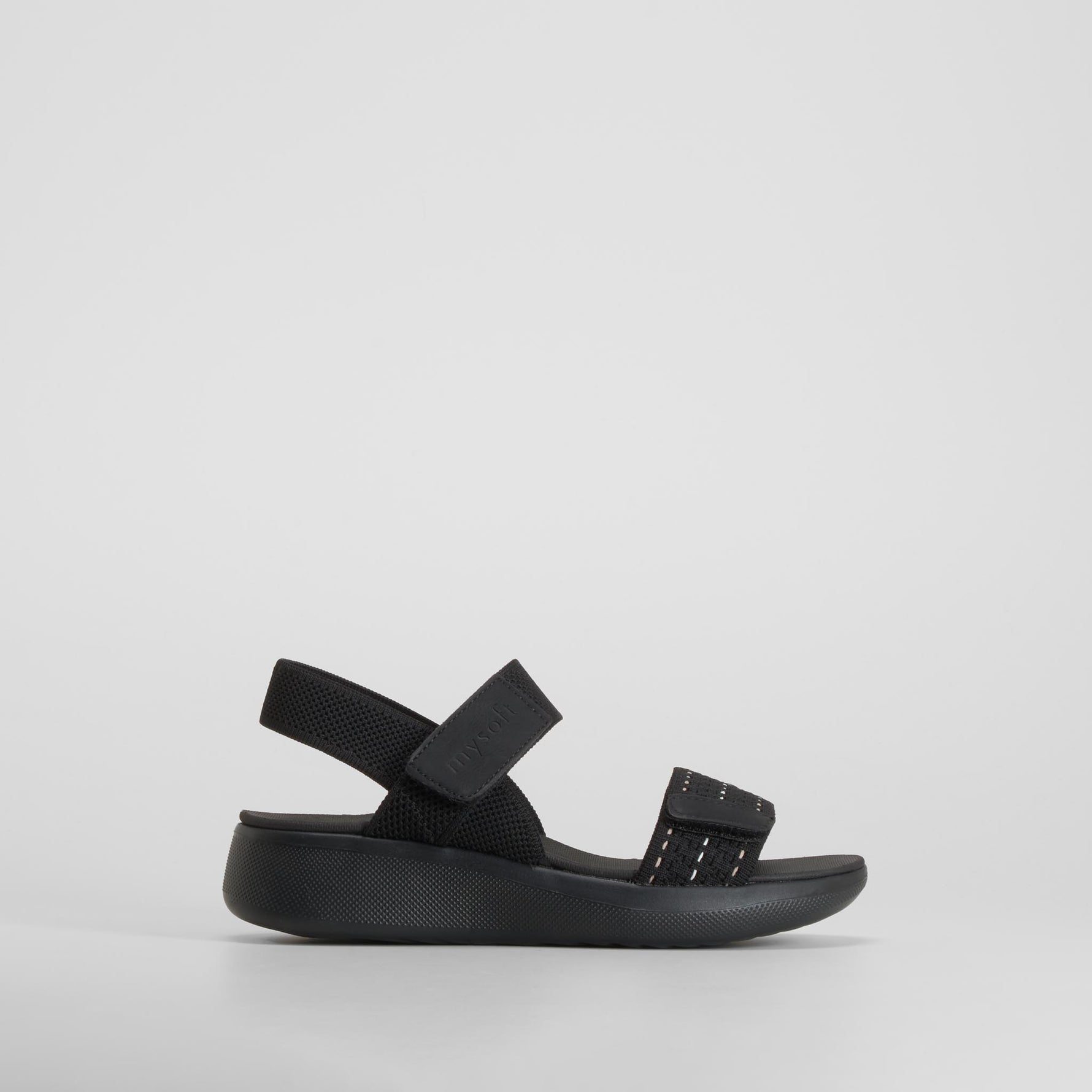 Sandalia cuña velcros negra MYSOFT