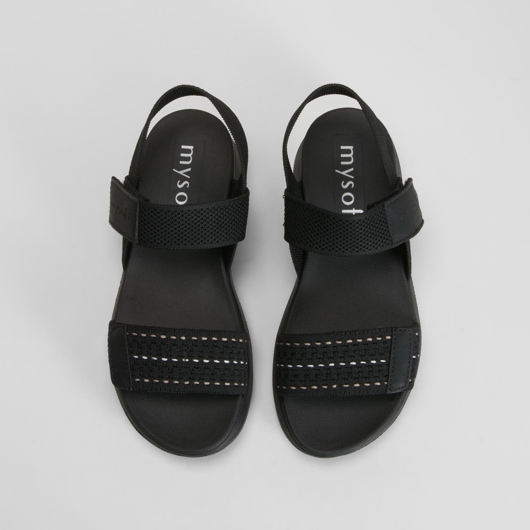 Sandalia cuña velcros negra MYSOFT