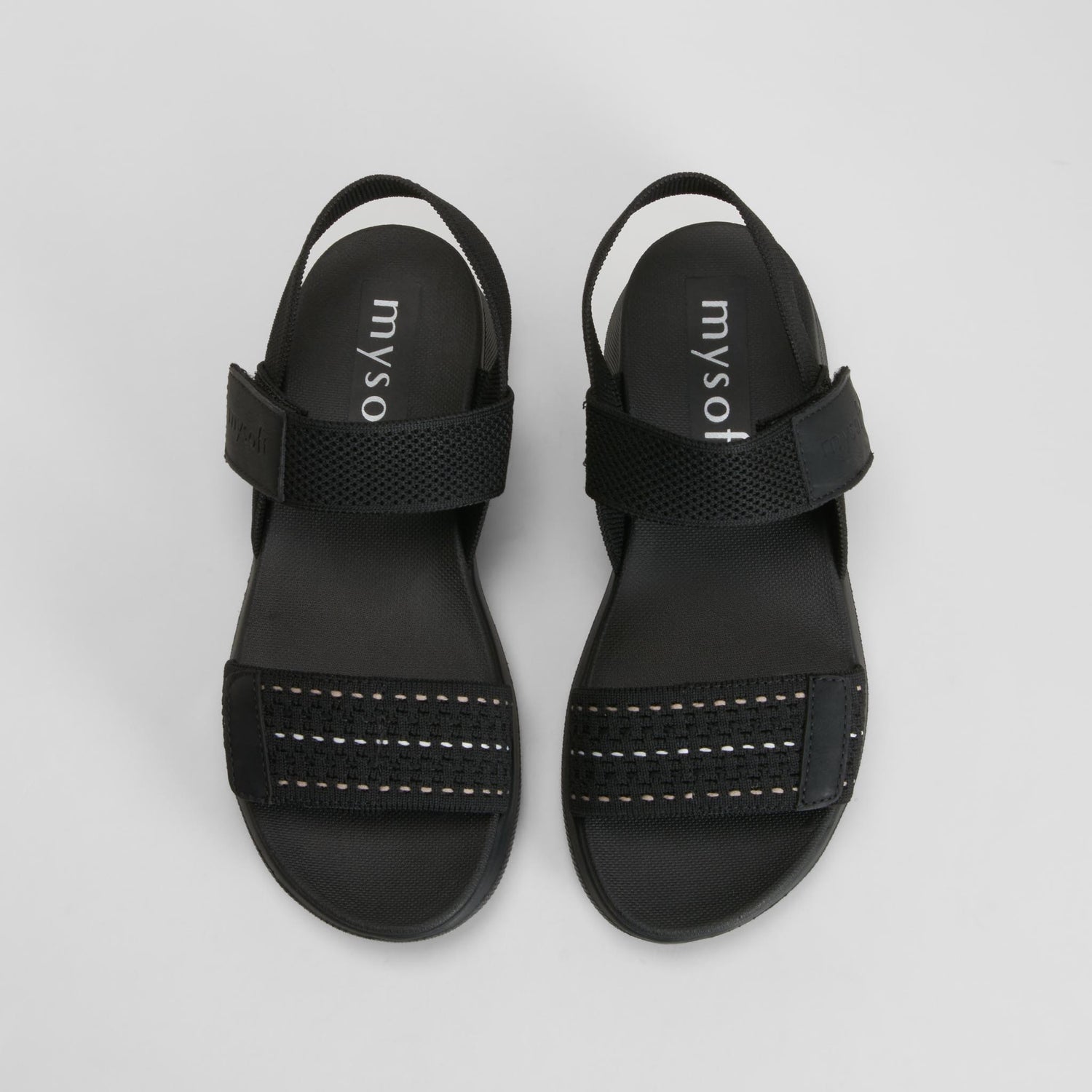 Sandalia cuña velcros negra MYSOFT