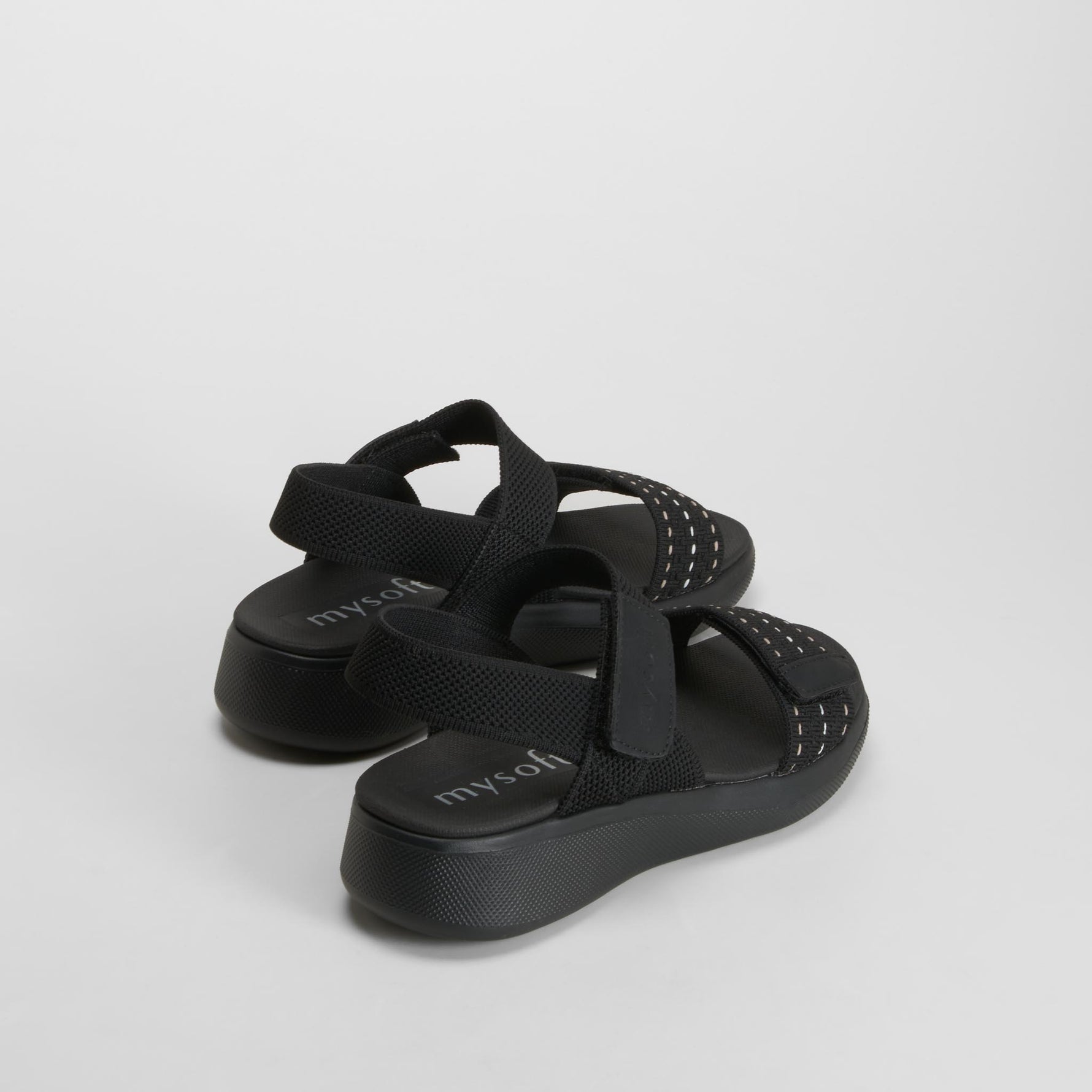 Sandalia cuña velcros negra MYSOFT
