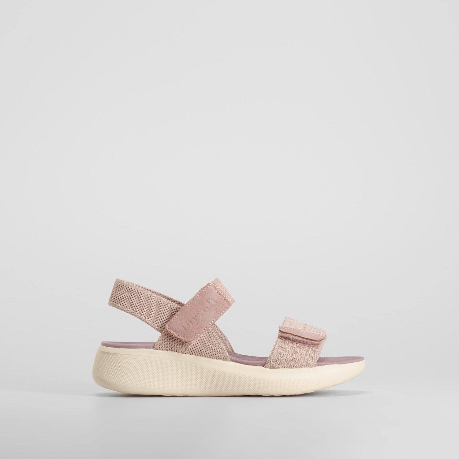 Sandalia cuña velcro rosa MYSOFT