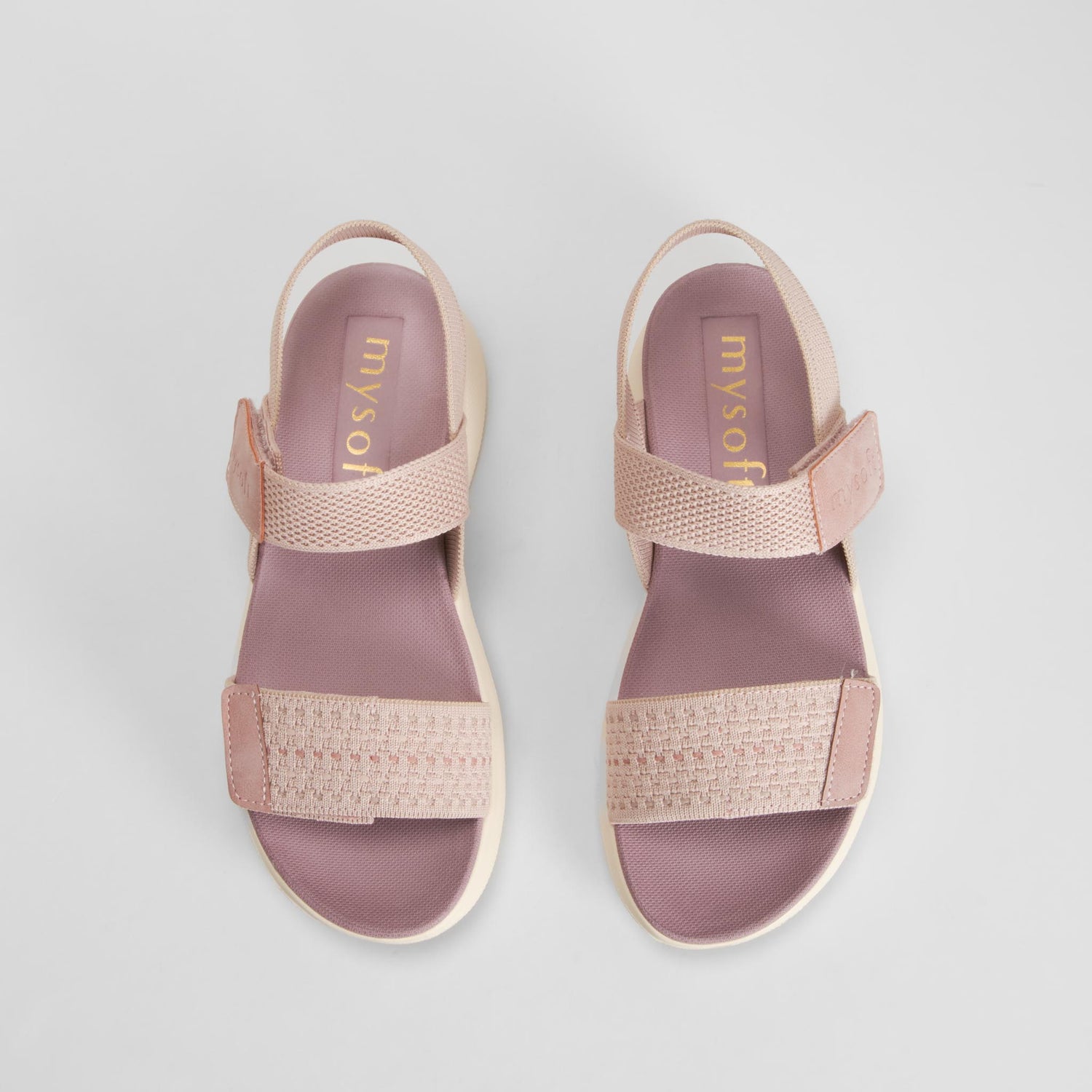 Sandalia cuña velcro rosa MYSOFT