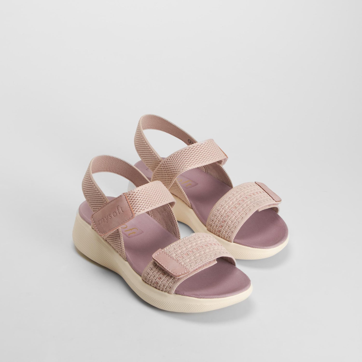 Sandalia cuña velcro rosa MYSOFT