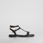Sandalia plana romana negra MYSOFT