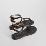 Sandalia plana romana negra MYSOFT