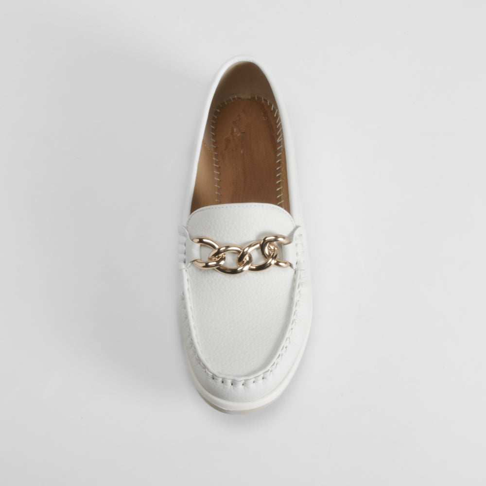 Mocasín confort cadena blanco COMFEET