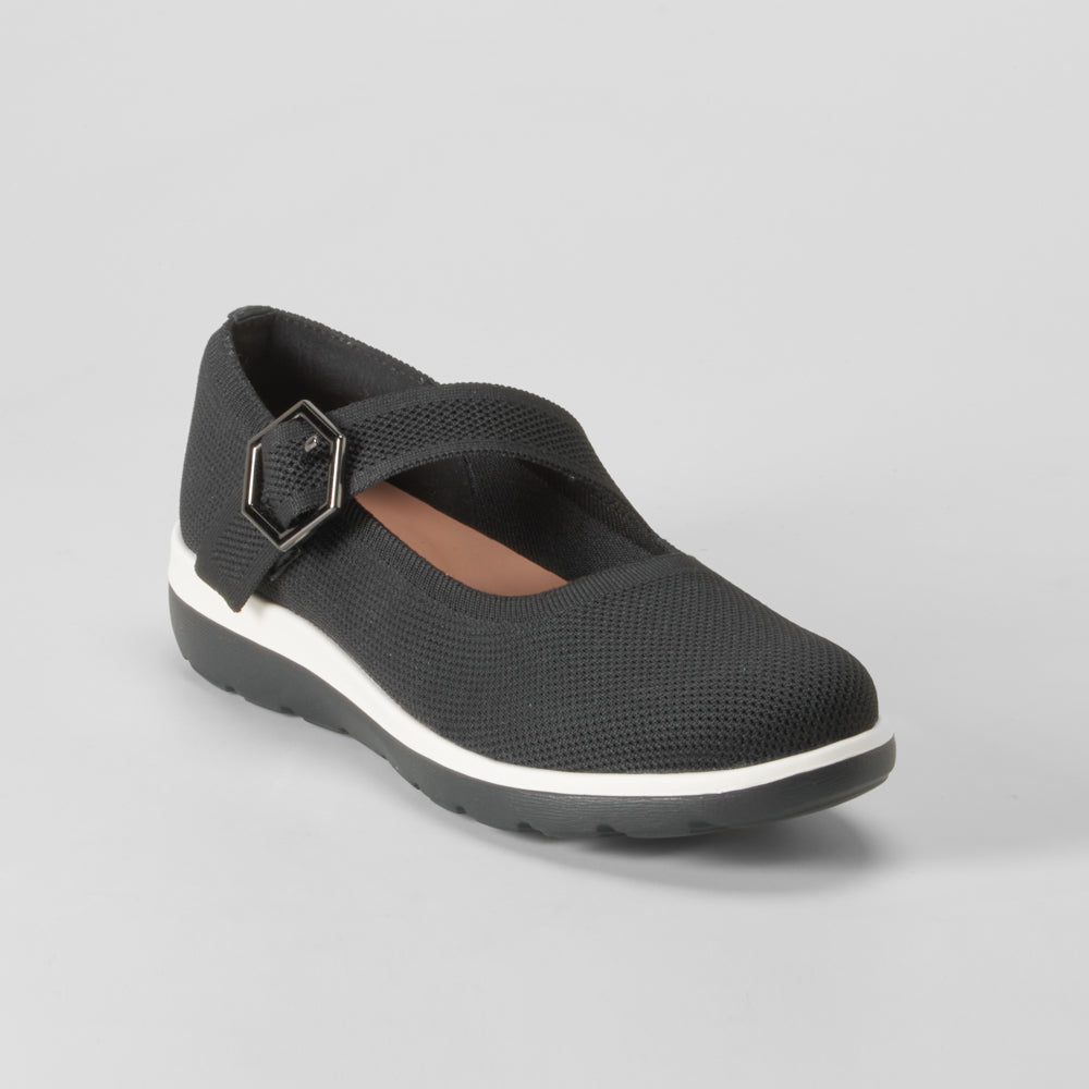 Zapato merceditas confort hebilla negra COMFEET
