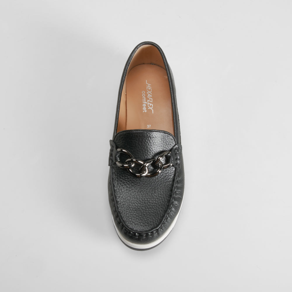 Mocasín confort cadena negro COMFEET