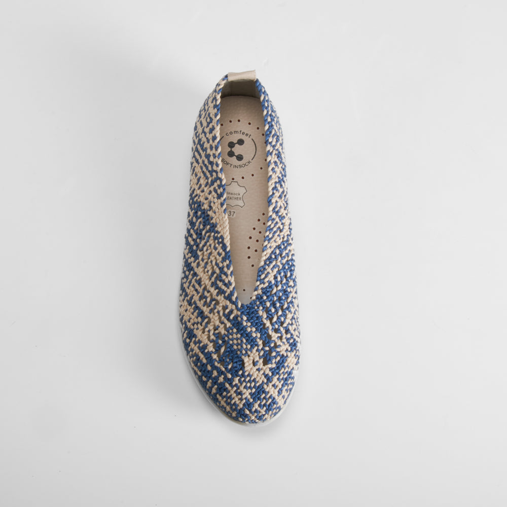 Bailarina confort textil trenzada azul COMFEET