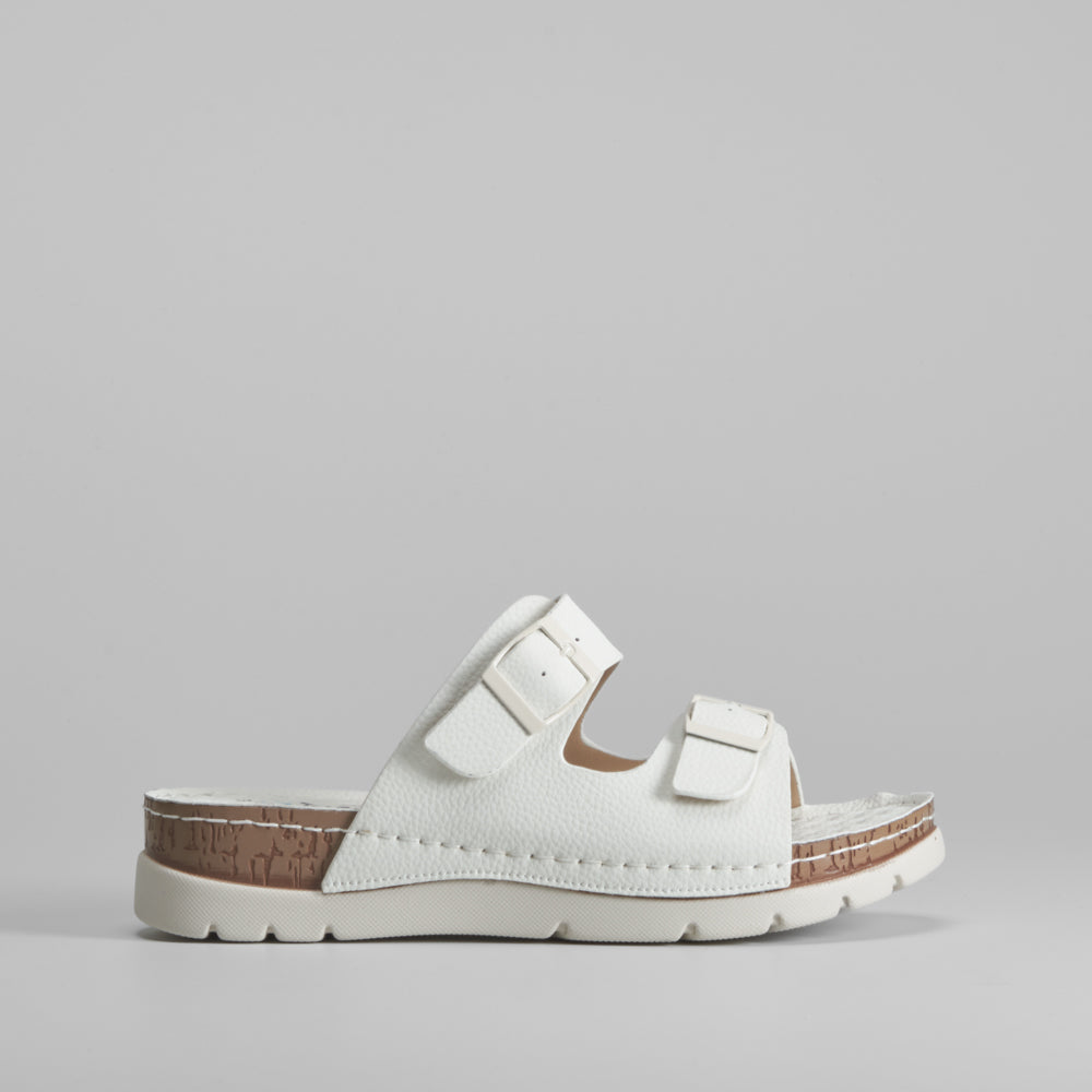 Sandalia bio doble hebilla piel beige COMFEET