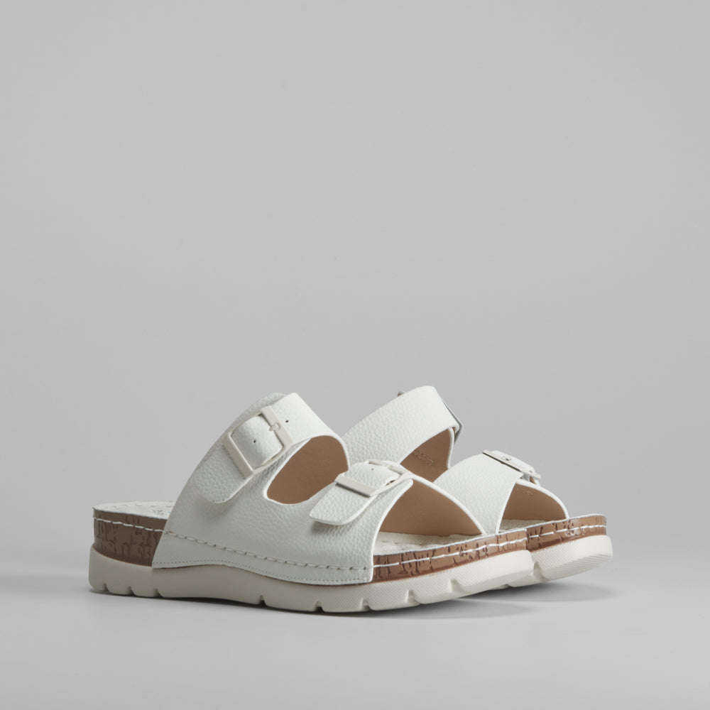 Sandalia bio doble hebilla piel beige COMFEET