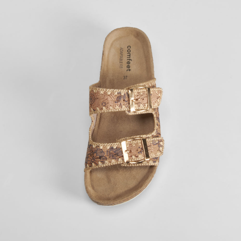 Sandalia bio cuña hebillas marrón COMFEET