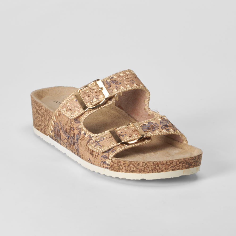 Sandalia bio cuña hebillas marrón COMFEET