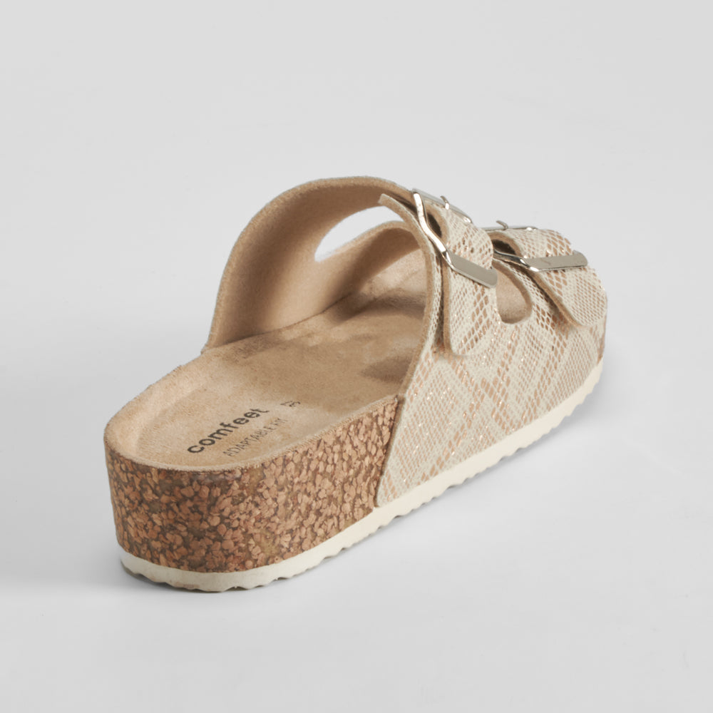 Sandalia bio cuña hebillas oro COMFEET