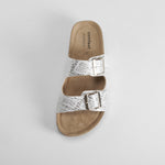 Sandalia bio cuña hebillas plata COMFEET