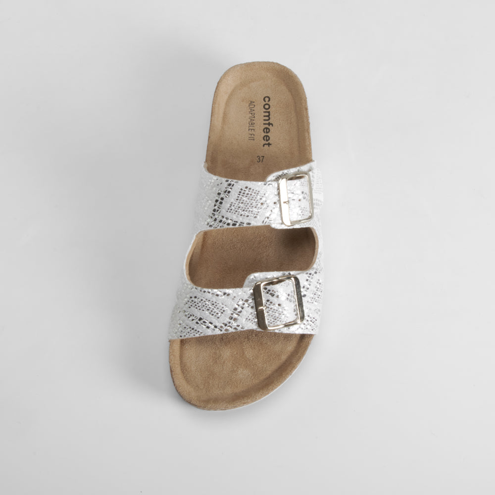Sandalia bio cuña hebillas plata COMFEET