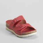 Sandalia bio dos hebillas piel roja COMFEET
