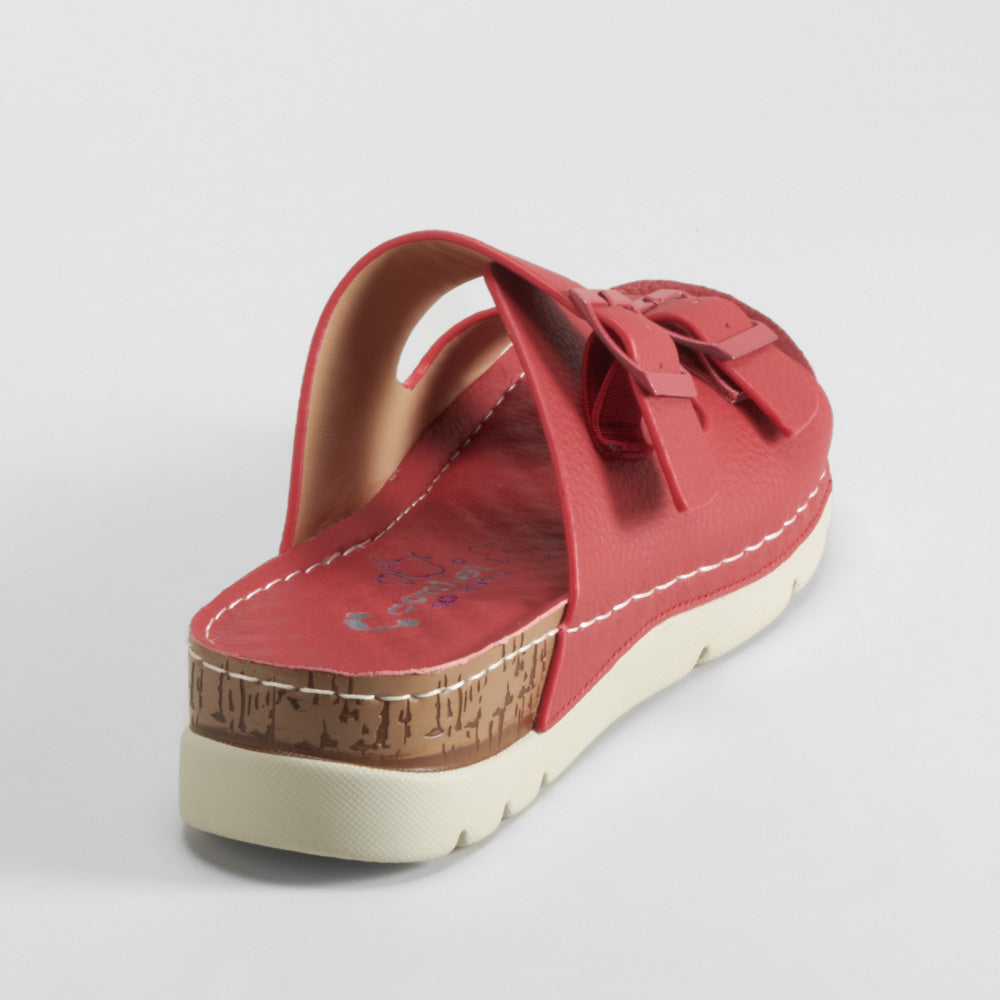 Sandalia bio dos hebillas piel roja COMFEET