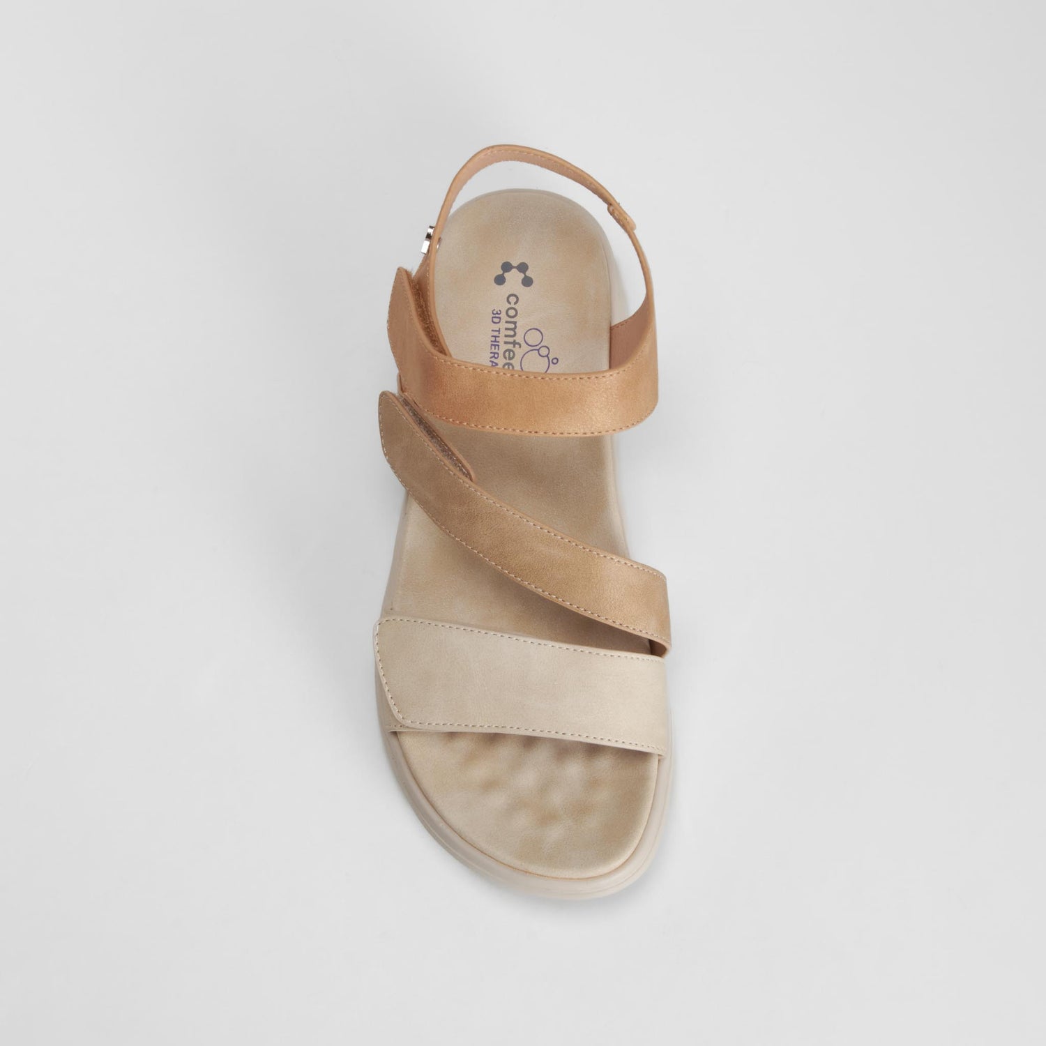 Sandalia triple velcro confort beige COMFEET
