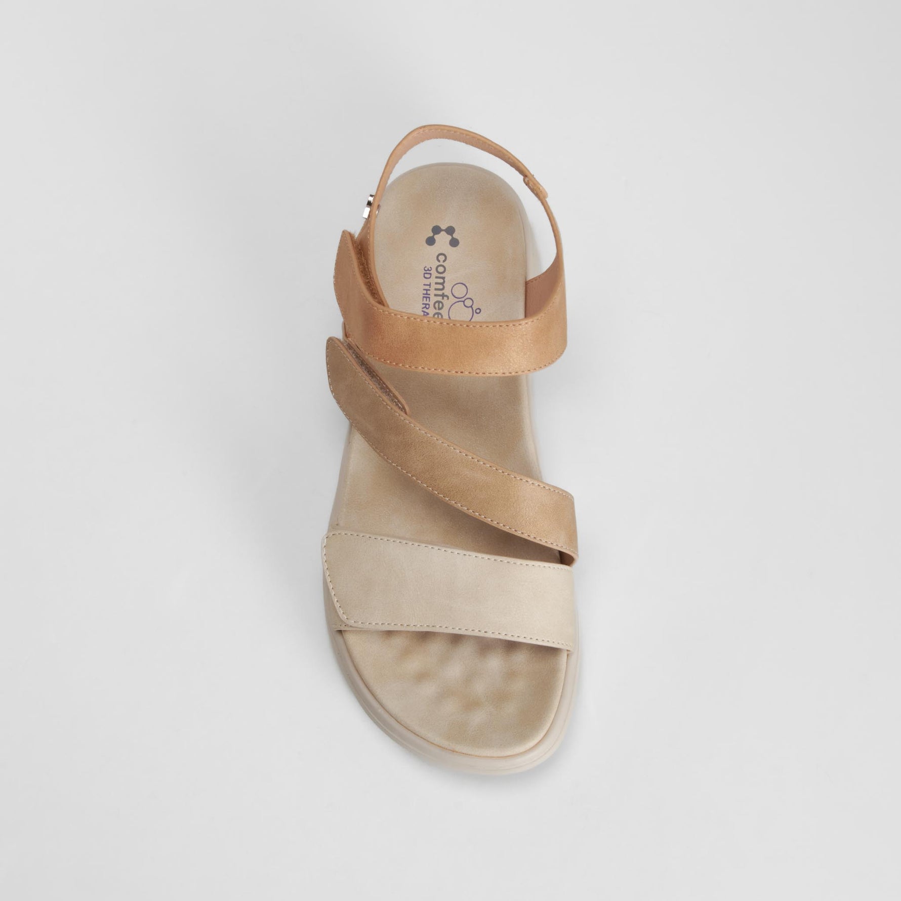 Sandalia triple velcro confort beige COMFEET