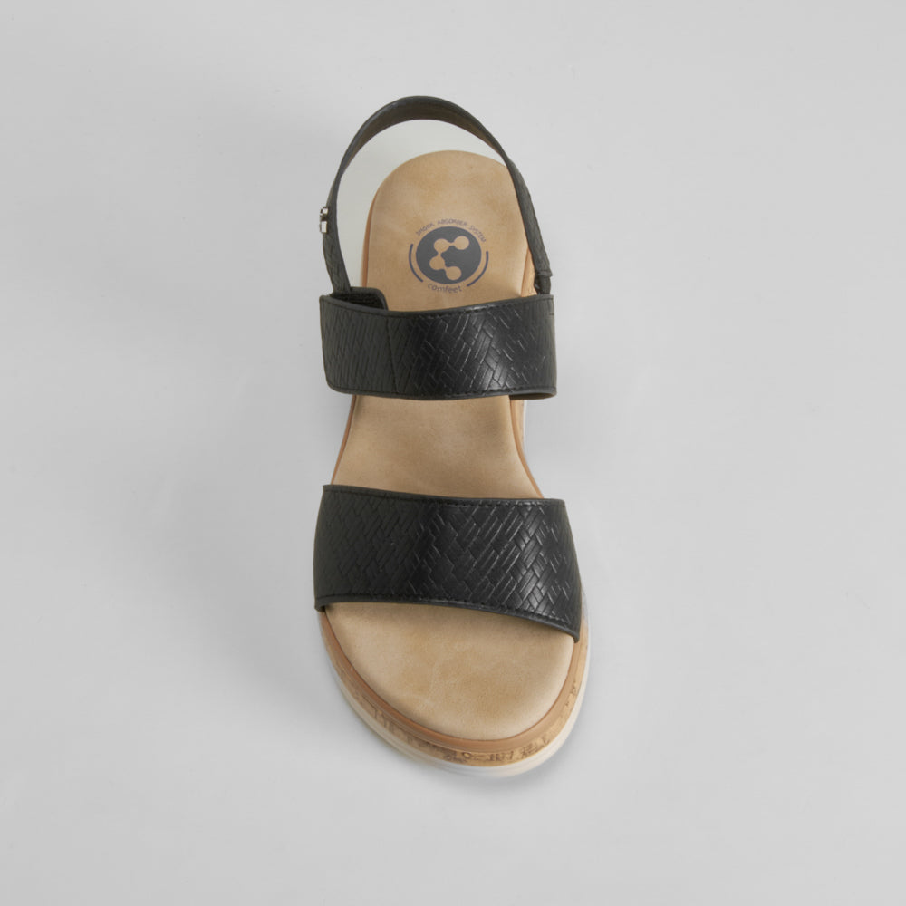 Sandalia con dos tiras negra COMFEET