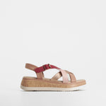 Sandalia cuña tiras roja COMFEET
