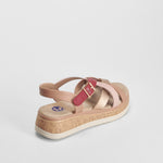 Sandalia cuña tiras roja COMFEET
