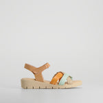 Sandalia cuña baja piel multicolor COMFEET