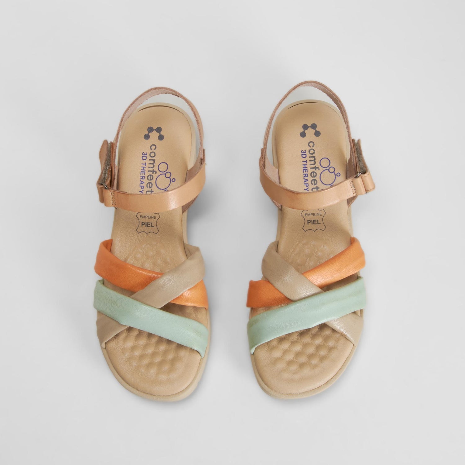 Sandalia cuña baja piel multicolor COMFEET